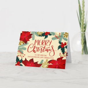Weihnachten Schwiegertochter Blumen und Stechpalme Karte