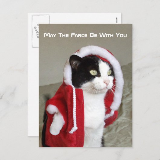 Weihnachten Sci-Fi Parody Cat Funny Post Card Funn (Vorne/Hinten)