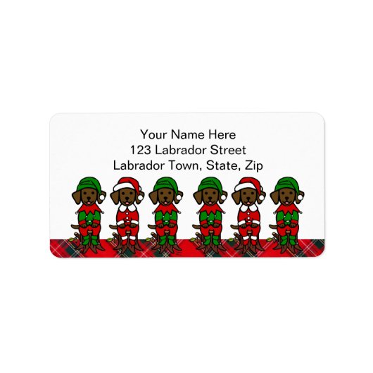 Weihnachten Sechs Schokolade Labrador Welpen Adressaufkleber (Vorne)