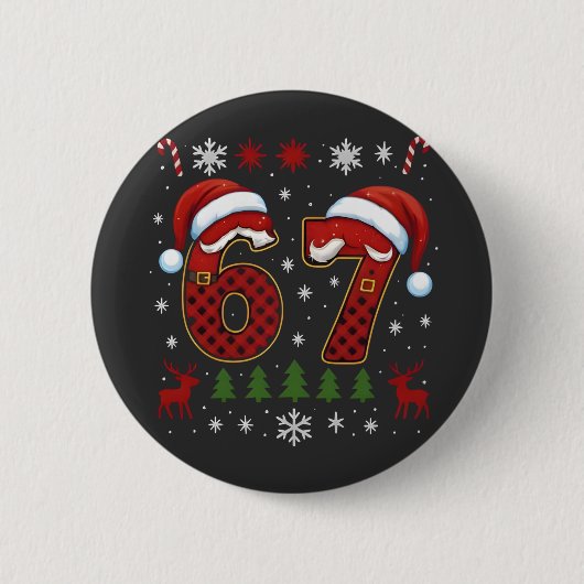 Weihnachten Sechs Sieben 67 Santa Xmas Gen Alpha Button (Vorderseite)