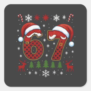 Weihnachten Sechs Sieben 67 Santa Xmas Gen Alpha Quadratischer Aufkleber