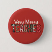 Weihnachten Sehr frohe Lehrerin Leopard Tree Button (Vorderseite)