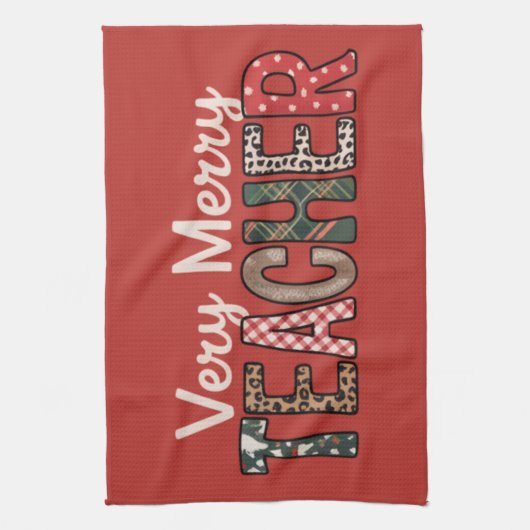 Weihnachten Sehr frohe Lehrerin Leopard Tree Geschirrtuch (Vertikal)