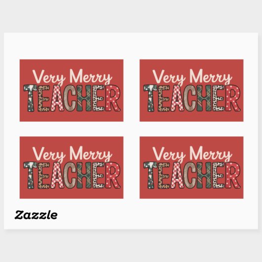 Weihnachten Sehr frohe Lehrerin Leopard Tree Rechteckiger Aufkleber (Blatt)