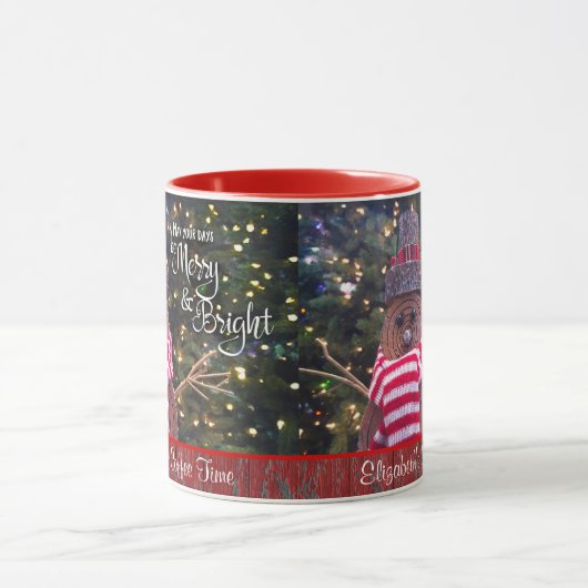 Weihnachten sei fröhlich und hell Rustikaler Schne Tasse (Zentrum)