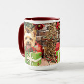 Weihnachten - seidiges Terrier - Haley Tasse (Vorderseite Links)