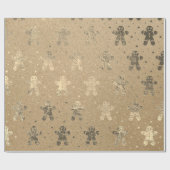 Weihnachten Sepia Gold Gingerbread Man Kraft Geschenkpapier (Flach)