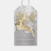 Weihnachten Sepia Gold Grunge Rentierbaume Geschenkanhänger (Rückseite)