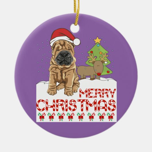 Weihnachten Shar Pei Keramikornament (Vorne)