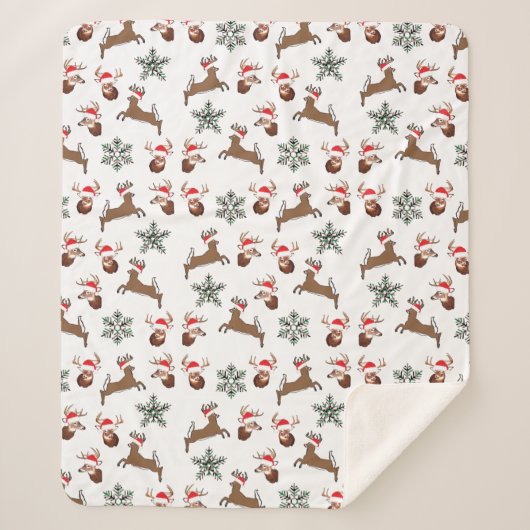 Weihnachten, Sherpa-Decke, Urlaub, Rentiere Sherpadecke (Vorderseite)