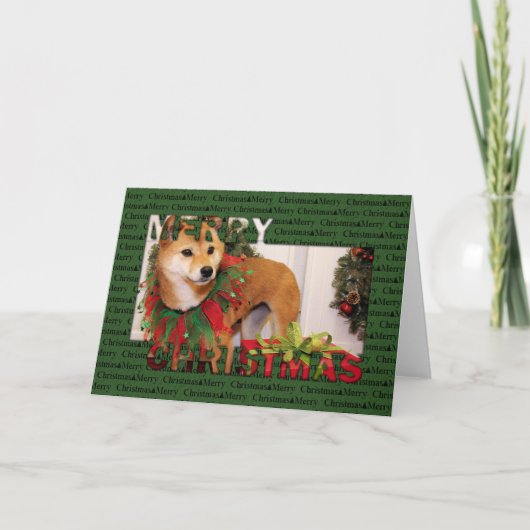 Weihnachten - Shiba Inu Fotokarte (Vorderseite)