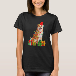 Weihnachten Shiba Inu Hund Weihnachtslichter Welpe T-Shirt