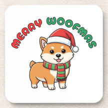 Weihnachten Shiba Inu Untersetzer: Fröhliche Woofm