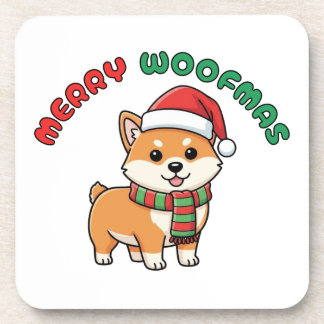 Weihnachten Shiba Inu Untersetzer: Fröhliche Woofm Getränkeuntersetzer