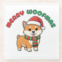 Weihnachten Shiba Inu Untersetzer: Fröhliche Woofm