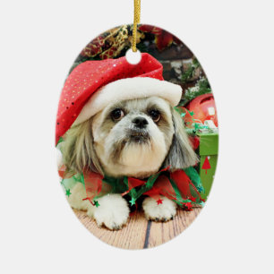 Weihnachten - Shih Tzu - Ding Keramik Ornament