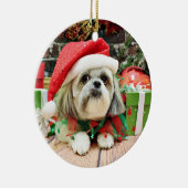 Weihnachten - Shih Tzu - Ding Keramik Ornament (Rechts)