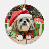 Weihnachten - Shih Tzu - Ding Keramik Ornament (Vorne)