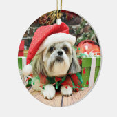 Weihnachten - Shih Tzu - Ding Keramik Ornament (Links)