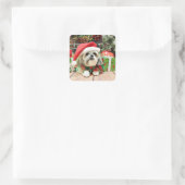 Weihnachten - Shih Tzu - Ding Quadratischer Aufkleber (Tasche)