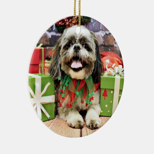 Weihnachten - Shih Tzu - Jake Keramik Ornament (Rechts)