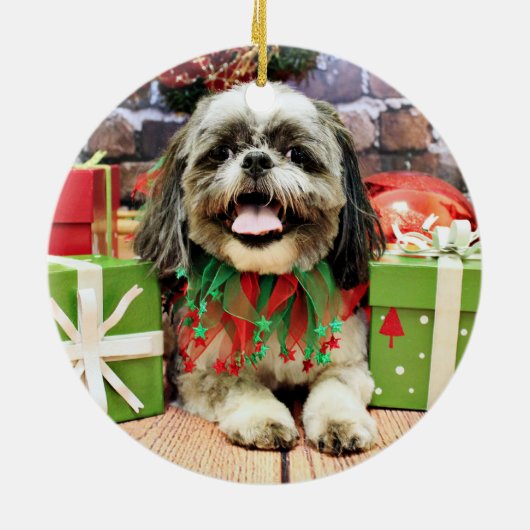 Weihnachten - Shih Tzu - Jake Keramik Ornament (Hinten)