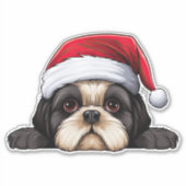 Weihnachten Shih Tzu Kiss Cut Aufkleber (Vorderseite)