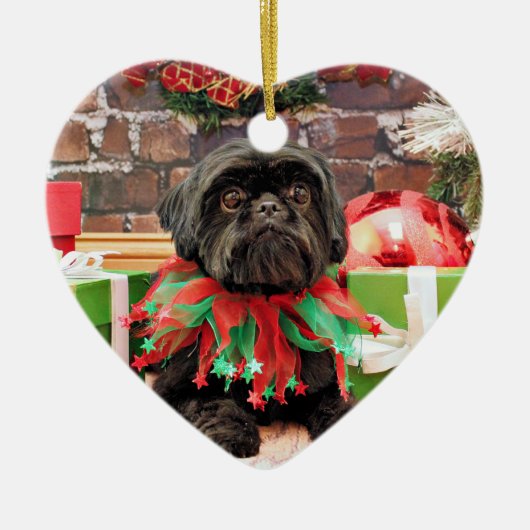 Weihnachten - Shih Tzu - Lilie Keramik Ornament (Vorne)