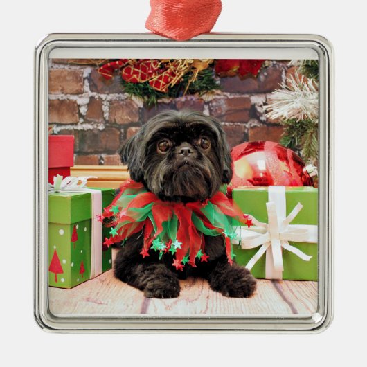 Weihnachten - Shih Tzu - Lilie Ornament Aus Metall (Vorne)