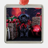 Weihnachten - Shih Tzu - Lily Silbernes Ornament (Vorne)