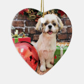 Weihnachten - Shih Tzu - Marley Keramik Ornament (Rechts)