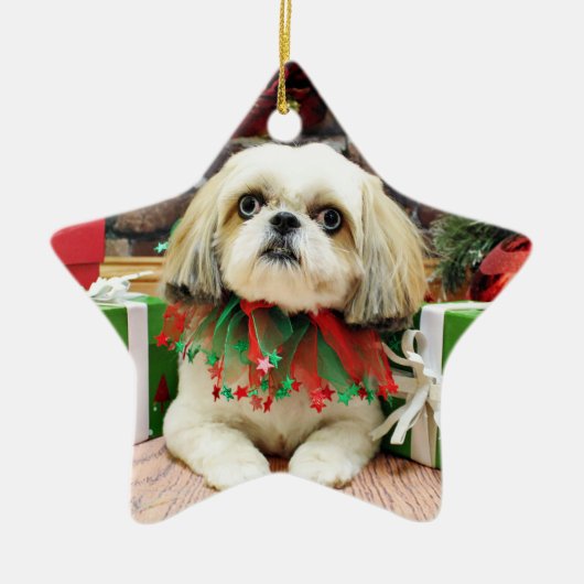 Weihnachten - Shih Tzu - Sophie Keramik Ornament (Vorne)