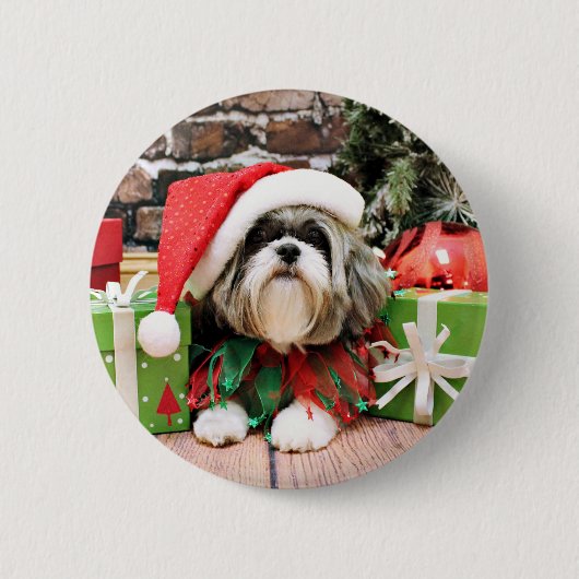 Weihnachten - Shih Tzu - Vince Button (Vorderseite)
