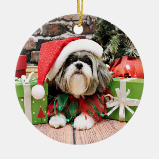Weihnachten - Shih Tzu - Vince Keramikornament (Vorne)
