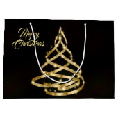Weihnachten Shiny Golden Ribbon Tree Sparkle Schwa Große Geschenktüte (Rückseite)