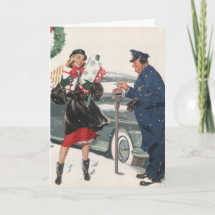 Weihnachten, Shopping präsentiert Polizisten Feiertagskarte