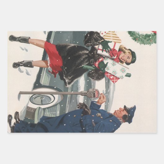 Weihnachten, Shopping präsentiert Polizisten Geschenkpapier Set (Vorderseite)