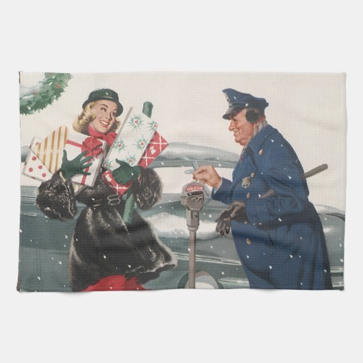 Weihnachten, Shopping präsentiert Polizisten Geschirrtuch (Horizontal)