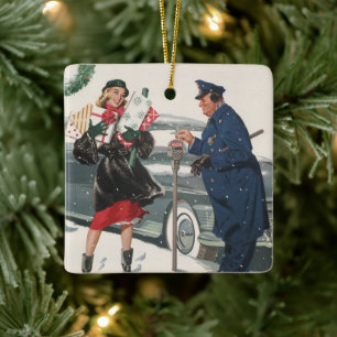 Weihnachten, Shopping präsentiert Polizisten Keramikornament
