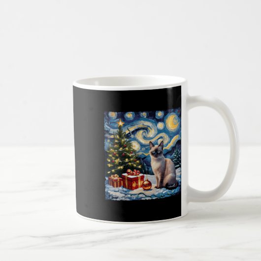 Weihnachten Siamese Cat Art Van Gogh The Starry Ni Kaffeetasse (Rechts)