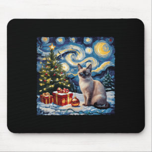 Weihnachten Siamese Cat Art Van Gogh The Starry Ni Mousepad