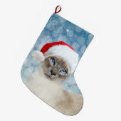 Weihnachten siamesische Katze des blauen Punktes Großer Weihnachtsstrumpf (Vorderansicht (hängend))