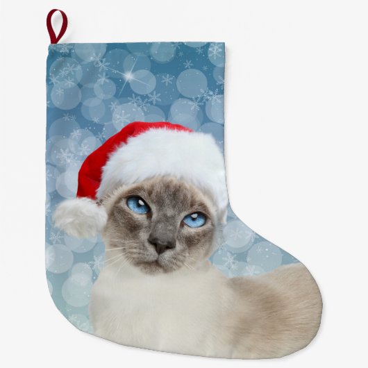 Weihnachten siamesische Katze des blauen Punktes Großer Weihnachtsstrumpf (Vorderseite)