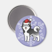 Weihnachten Siberischer Husky / Alaskan Malamute Magnet (Vorderseite/Rückseite)