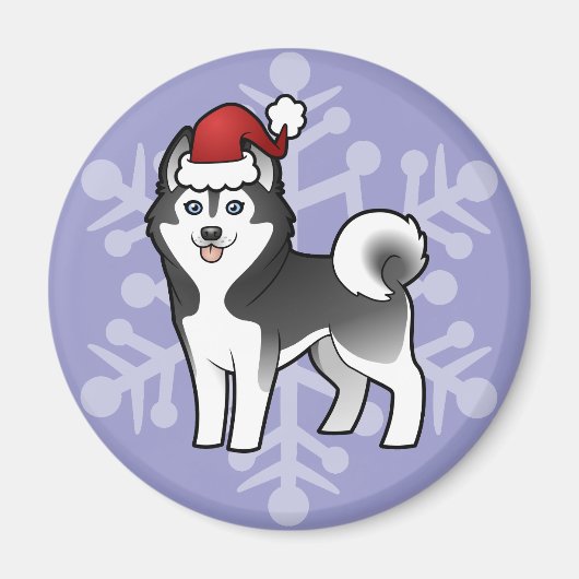 Weihnachten Siberischer Husky / Alaskan Malamute Magnet (Vorne)