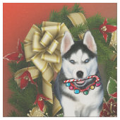 Weihnachten Siberischer Husky-Hund Stoff (Nahaufnahme)