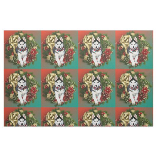 Weihnachten Siberischer Husky-Hund Stoff (Fat Quarter (45,7 x 55,9 cm))