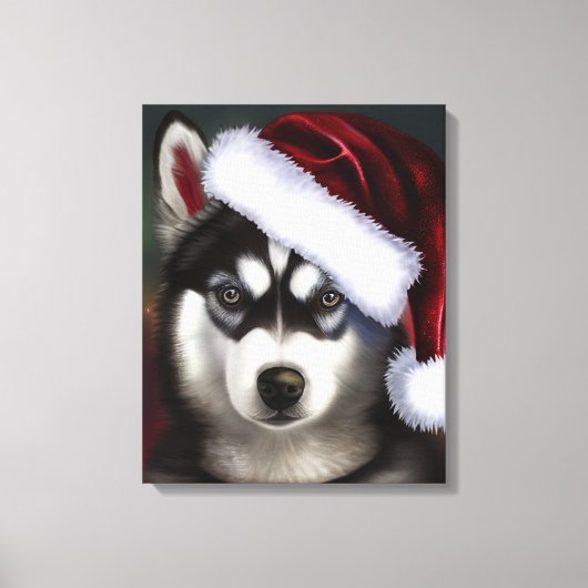 Weihnachten Siberischer Husky / Schlittenhund Leinwanddruck (Vorderseite)