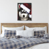 Weihnachten Siberischer Husky / Schlittenhund Leinwanddruck (Insitu (Schlafzimmer))