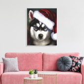 Weihnachten Siberischer Husky / Schlittenhund Leinwanddruck (Insitu (Wohnzimmer))